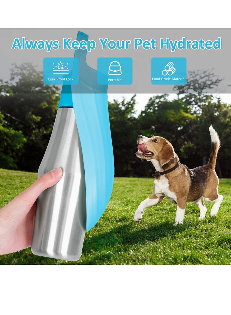 SYOSI Dog Water Bottle 27Oz Portable Travel Water Bottle for Dog Leak Proof Stainless Steel Dog Travel Water Bottle with Drinking Feeder for Outdoor Walking Hiking, and Travel Navy blue - Image 4