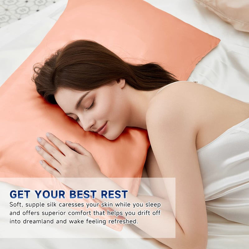 THXSILK 100% Pure Mulberry Silk Pillowcase for Hair and Skin, 6A+ Grade 25 Momme Silk Pillow Case with Gift Box Queen Size 20"x30", Real Silk Pillowcase with Zipper (Rose Gold) - Image 5