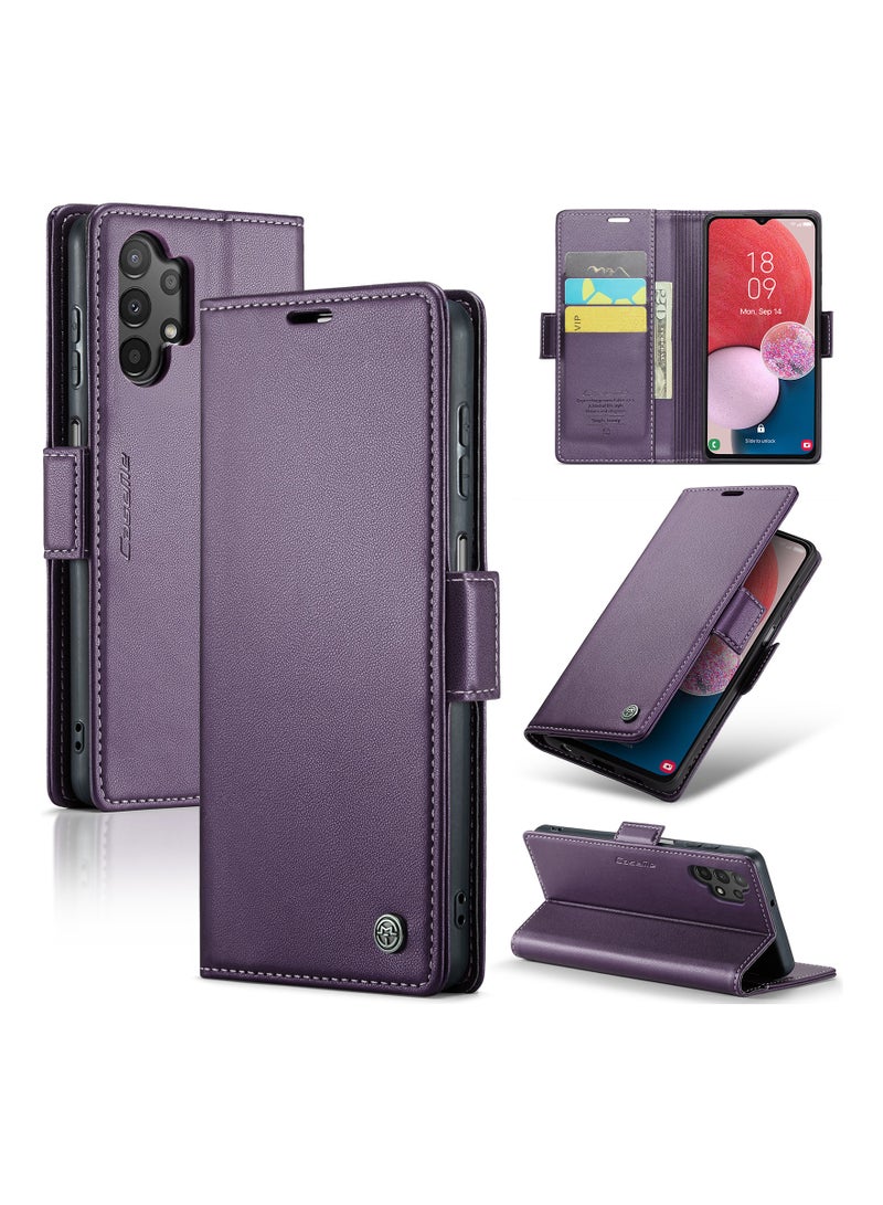 Phone Case for Samsung Galaxy A13 4G Anti-scratch Leather Kickstand Card Slot Money Pocket  Purple - Image 1