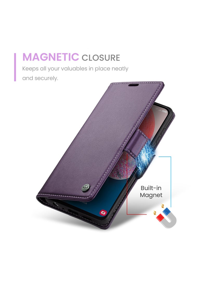 Phone Case for Samsung Galaxy A13 4G Anti-scratch Leather Kickstand Card Slot Money Pocket  Purple - Image 3