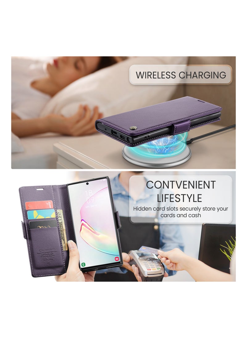 Phone Case for Samsung Galaxy A13 4G Anti-scratch Leather Kickstand Card Slot Money Pocket  Purple - Image 5