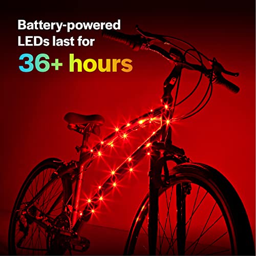 Brightz CosmicBrightz LED Bike Frame Rope Light, Red - 6.5-Foot String Rope - Battery-Powered with On/Off Switch - Ultra Bright Color Keeps Your Ride Fun and Safe for Kids, Teens, & Adults - Image 5
