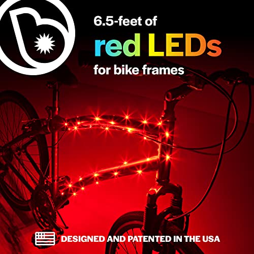 Brightz CosmicBrightz LED Bike Frame Rope Light, Red - 6.5-Foot String Rope - Battery-Powered with On/Off Switch - Ultra Bright Color Keeps Your Ride Fun and Safe for Kids, Teens, & Adults - Image 2