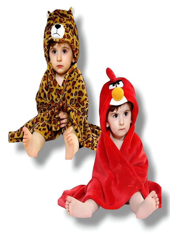 First Kick Baby Bath Towels New Born Combo Pack of Hooded Quick Water Absorbing Towels for Baby Boys and Baby Girls Pack of 2 Pcs, (0-6 Months, L 83 cm x B 80 cm) - Image 1