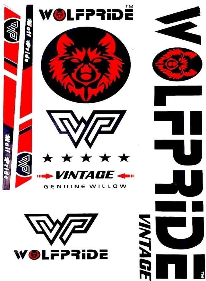 WOLF PRIDE Vintage Red Cricket Bat Sticker Bat Sticker (Red) - Image 2