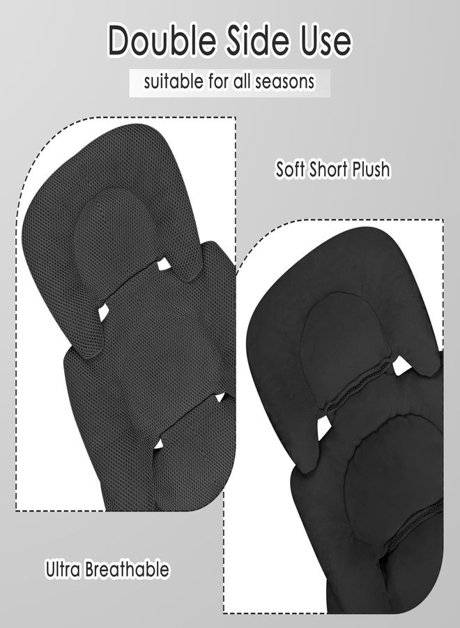 WINGHENLEE Infant Car Seat Insert for Newborn Girls Boys, Summer Mesh Baby Carseat Head Support with Strap Pads, Soft Reversible Baby Car Seat Insert Cushion Pad for Car Seat, Stroller, Bouncer, Swing, Black - Image 2