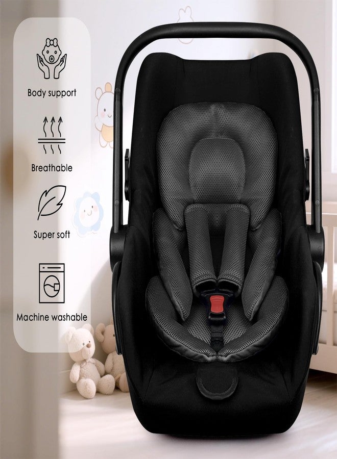 WINGHENLEE Infant Car Seat Insert for Newborn Girls Boys, Summer Mesh Baby Carseat Head Support with Strap Pads, Soft Reversible Baby Car Seat Insert Cushion Pad for Car Seat, Stroller, Bouncer, Swing, Black - Image 5