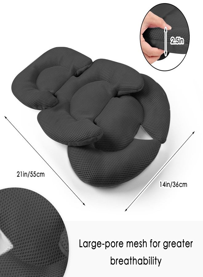 WINGHENLEE Infant Car Seat Insert for Newborn Girls Boys, Summer Mesh Baby Carseat Head Support with Strap Pads, Soft Reversible Baby Car Seat Insert Cushion Pad for Car Seat, Stroller, Bouncer, Swing, Black - Image 3