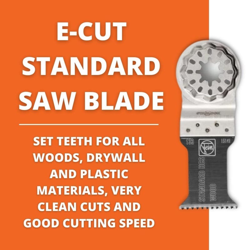 Fein شفرة منشار ستارلوك E-Cut القياسية - قطع دقيق للخشب، الجبس والبلاستيك بأسنان محددة، عرض متوسط 1-3/8"، طول 2"، عبوة 3 قطع - 63502133270 - Image 3