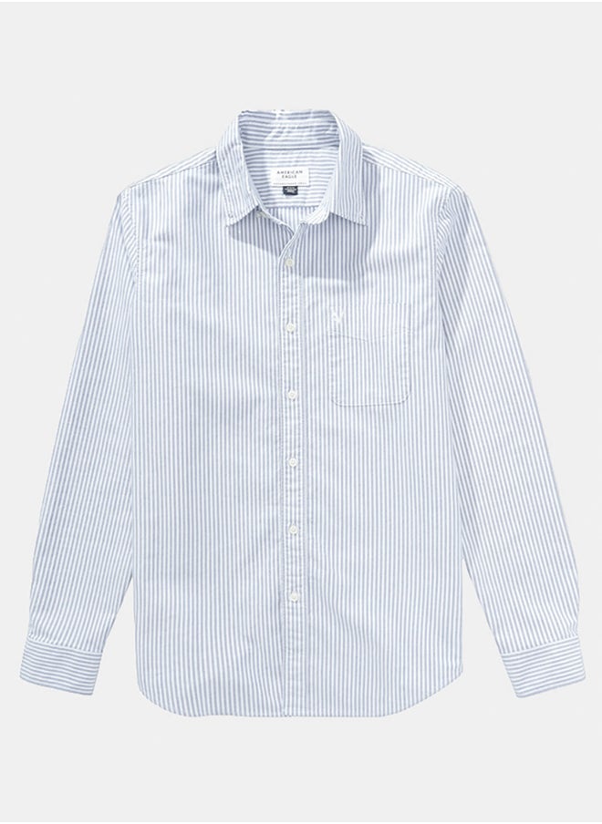 American Eagle AE Everyday Striped Oxford Button-Up Shirt  - Image 3
