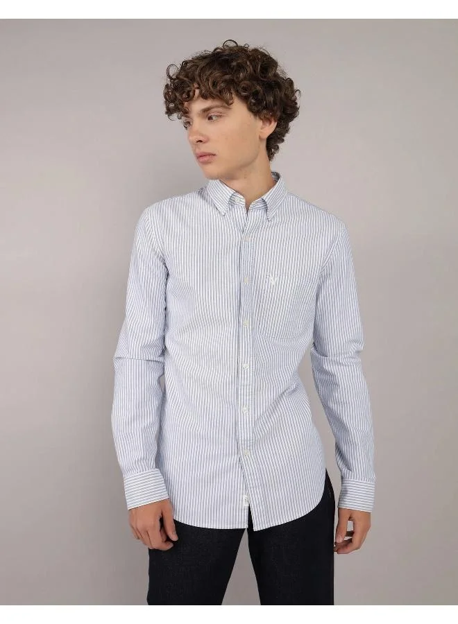 امريكان ايجل AE Everyday Striped Oxford Button-Up Shirt