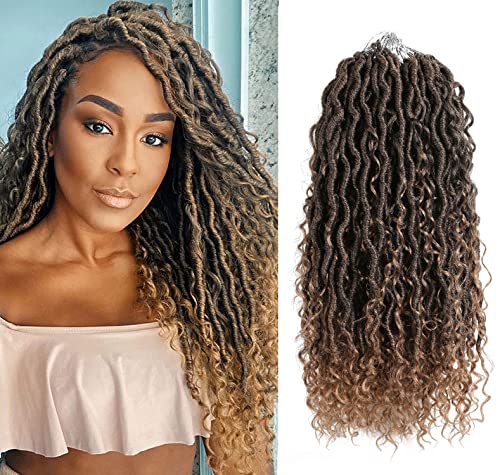 Aipin Faux Goddess Locs Crochet Hair Boho River Locs Hippie Wavy Crochet With Curly Hair In Middle And Ends Braids Hair Extensions (8Packs,18 inch, T27) - Image 1