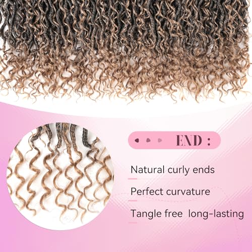 Aipin Faux Goddess Locs Crochet Hair Boho River Locs Hippie Wavy Crochet With Curly Hair In Middle And Ends Braids Hair Extensions (8Packs,18 inch, T27) - Image 5