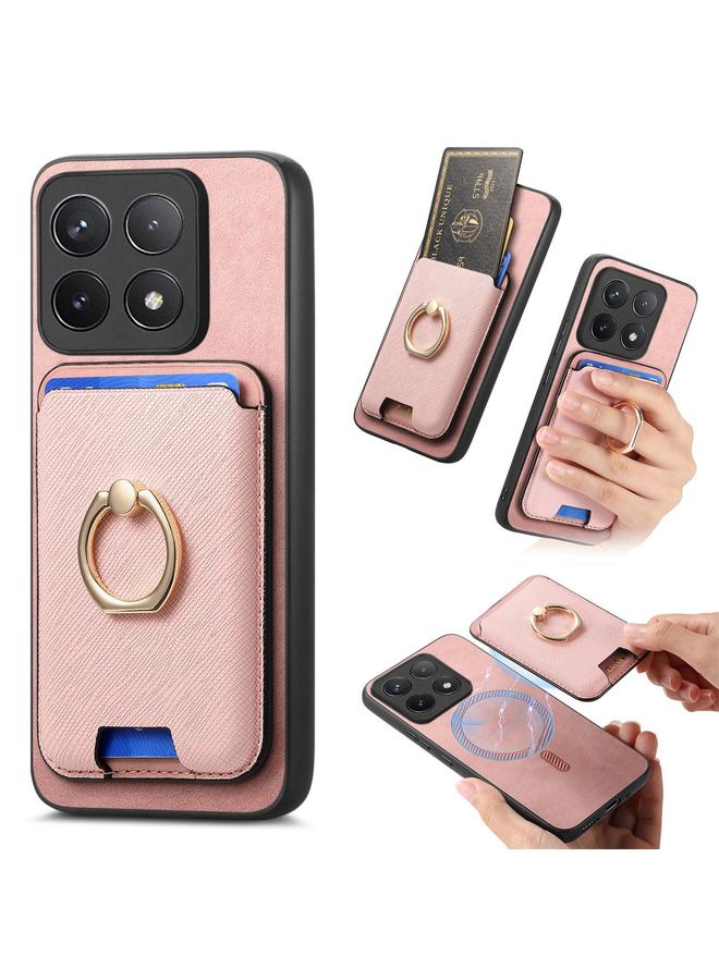 اس-توب جراب لهاتف Redmi K70E / Poco X6 Pro 5G جراب جلدي بتصميم متقاطع عتيق مع حلقة رأسية وحقيبة بطاقات MagSafe - Image 1