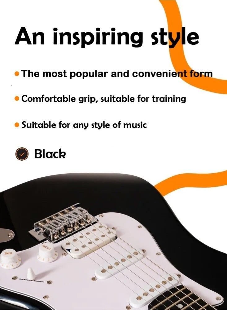 PHISMA Electric Guitar, 39-inch Full-Size, with Bag + Speaker + Tuner + Strap + Strings + Pick + String Winder (Black+White) - Image 3