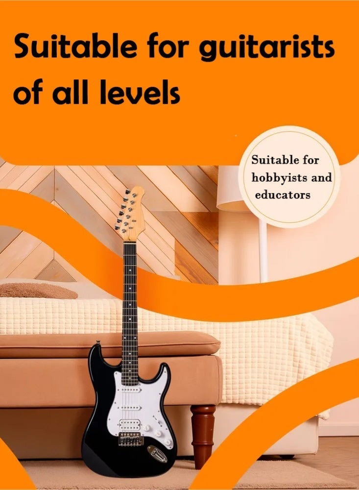 PHISMA Electric Guitar, 39-inch Full-Size, with Bag + Speaker + Tuner + Strap + Strings + Pick + String Winder (Black+White) - Image 4