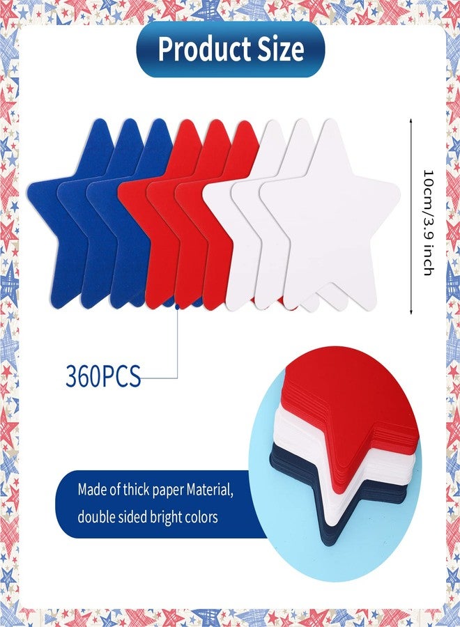 MixTeach 360 Pcs Patriotic Star Cutouts Paper Stars 4th of July Star Cut Outs Independence Day Star Shapes Die-Cuts for Memorial Day Bulletin Board Home Office School Party Decor DIY Craft, Red White Blue - Image 2