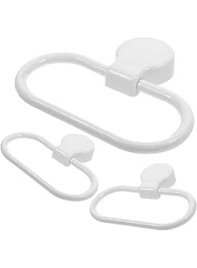White Self Adhesive Towel Rings Wall Mount Washcloth Holder for Bathroom Kitchen - Image 1