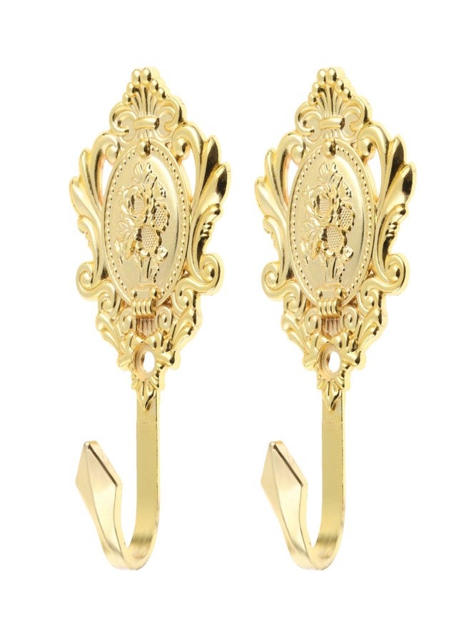 Hicello 2Pcs Wall Hooks Gold Rose Pattern Carved Vintage Drapery Clothes Key Hook Bathroom Bedroom Multi-Function Decorative Hook with Screws - Image 3