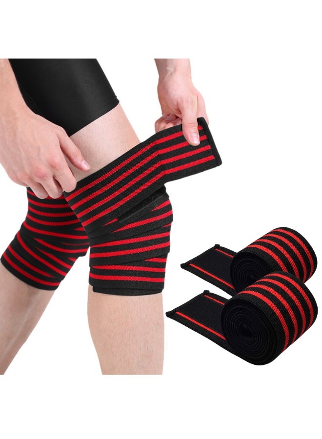 Knee Wraps (1 Pair) With Strap for Squats, Weightlifting, Powerlifting, Leg Press, and Cross Training-Knee Wraps for Squat - Image 1