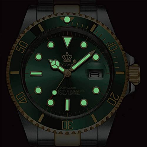 FANMIS Mens Luxury Watches Rotatable Bezel Sapphire Glass Luminous Hand Quartz Silver Tone Stainless Steel Watch (Black) - Image 3
