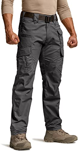 CQR Men's Tactical Pants, Water Resistant Ripstop Cargo Pants, Lightweight EDC Work Hiking Pants, Outdoor Apparel, Duratex Mag Pocket Charcoal, 32W x 30L - Image 1