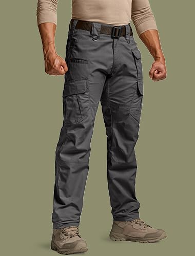 CQR Men's Tactical Pants, Water Resistant Ripstop Cargo Pants, Lightweight EDC Work Hiking Pants, Outdoor Apparel, Duratex Mag Pocket Charcoal, 32W x 30L - Image 3