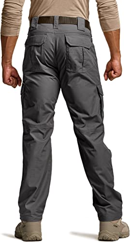 CQR Men's Tactical Pants, Water Resistant Ripstop Cargo Pants, Lightweight EDC Work Hiking Pants, Outdoor Apparel, Duratex Mag Pocket Charcoal, 32W x 30L - Image 2