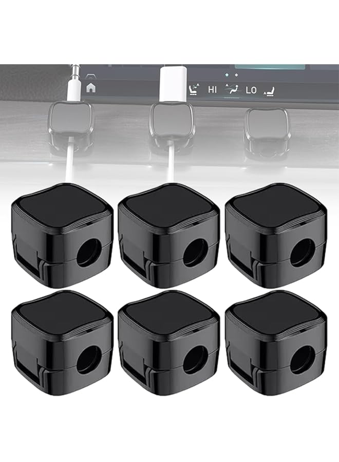 promass Cable Organizer Clips, Magnetic Cable Organizer Storage Holder with Strong Adhesive, Hide Phone Charging Cable Keeper for Home Desk Office Nightstand (Black-6 Pcs) - Image 1