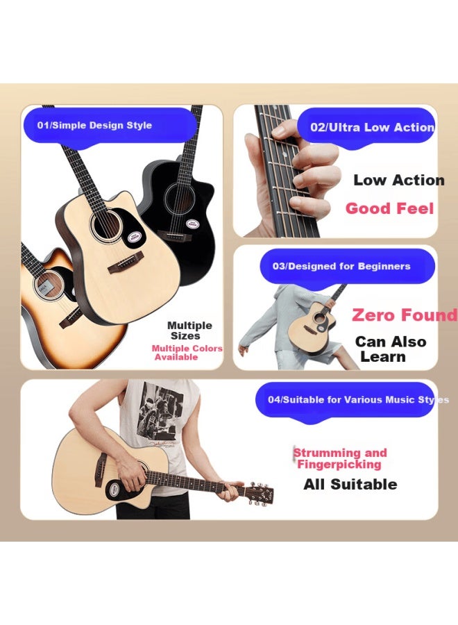 Saga Guitar Spruce Sa600cbk Black Beginner Acoustic 40-inch Folk Guitar With Learning Guarantee - Image 2