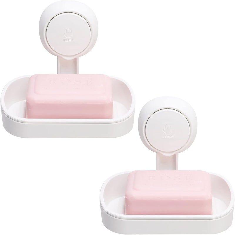 Taili Soap Dish 2 Pack DIY Powerful Vacuum Suction Cup Sponge Holder for Shower Bathroom & Kitchen Accessories Drill-Free Removable… - Image 1