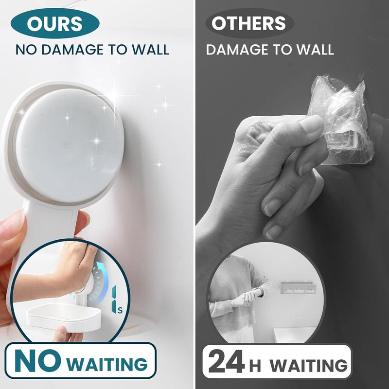 Taili Soap Dish 2 Pack DIY Powerful Vacuum Suction Cup Sponge Holder for Shower Bathroom & Kitchen Accessories Drill-Free Removable… - Image 5