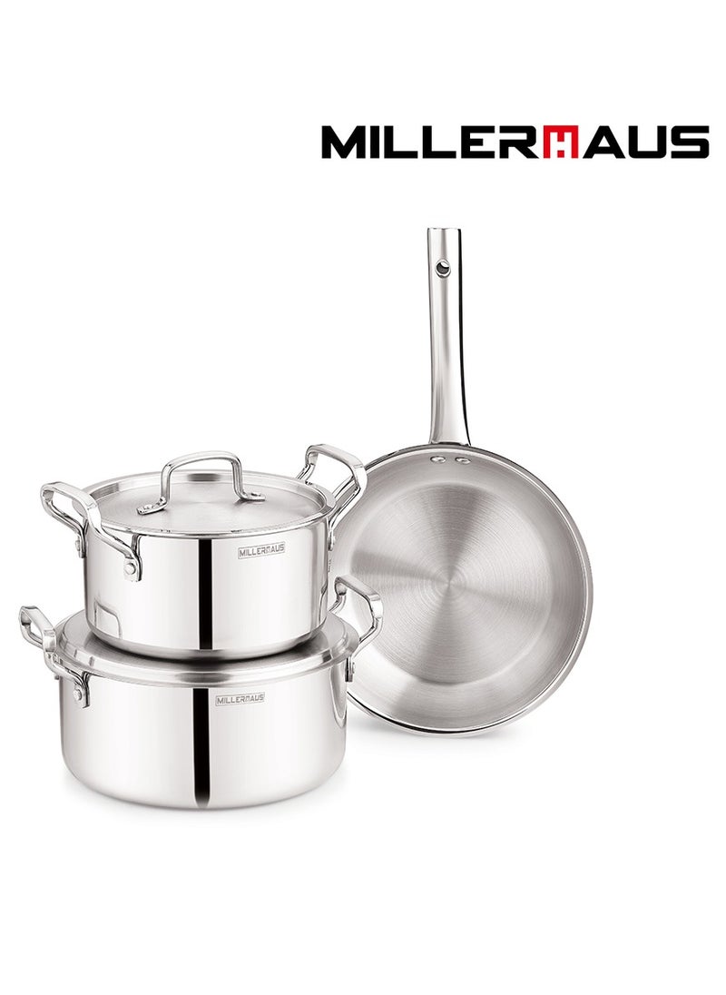 MILLERHAUS Millerhaus Triply 5pcs Cookware Set  Stainless Steel  - Image 1