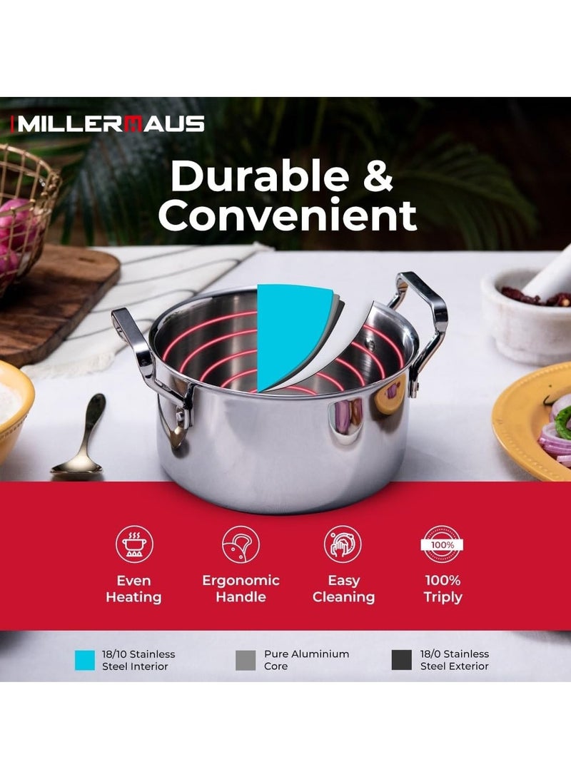 MILLERHAUS Millerhaus Triply 5pcs Cookware Set  Stainless Steel  - Image 4