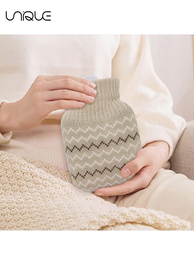 Unique 320ml Hot Water Bottle with Knited Cover - Mini Hot Water Bag for Pain Relief/Waist/Back/Neck/Shoulders - Small Leak Proof Hot Water Bottle with Removable Cover for Women, Kids, Best Gifts - Image 4