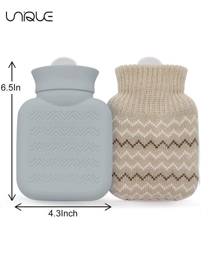 Unique 320ml Hot Water Bottle with Knited Cover - Mini Hot Water Bag for Pain Relief/Waist/Back/Neck/Shoulders - Small Leak Proof Hot Water Bottle with Removable Cover for Women, Kids, Best Gifts - Image 2