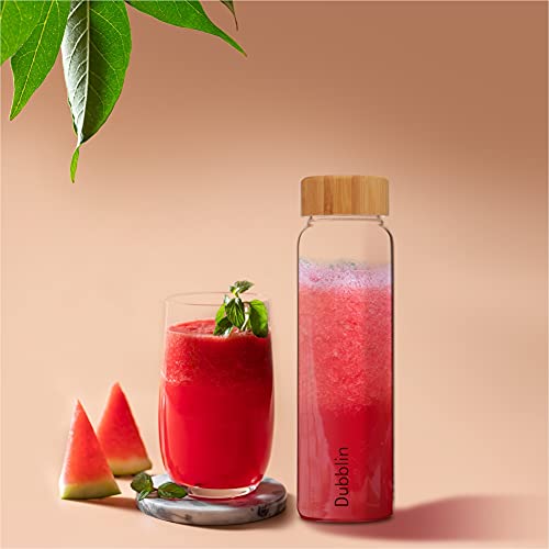 DUBBLIN Bamboo 600 Borosilicate Glass Water Bottle, Wooden Lid, 600 ml - Image 4