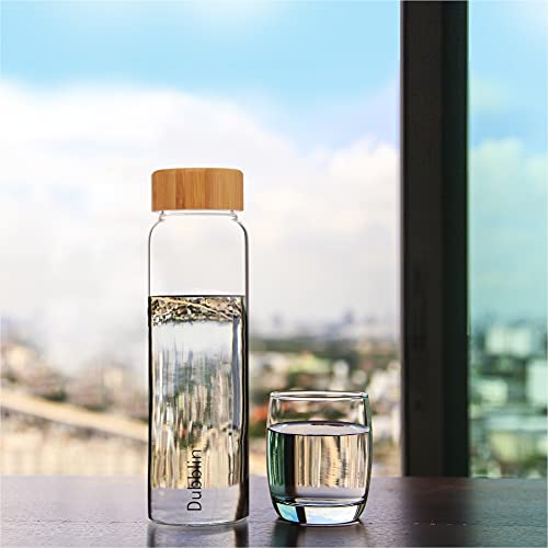 DUBBLIN Bamboo 600 Borosilicate Glass Water Bottle, Wooden Lid, 600 ml - Image 3