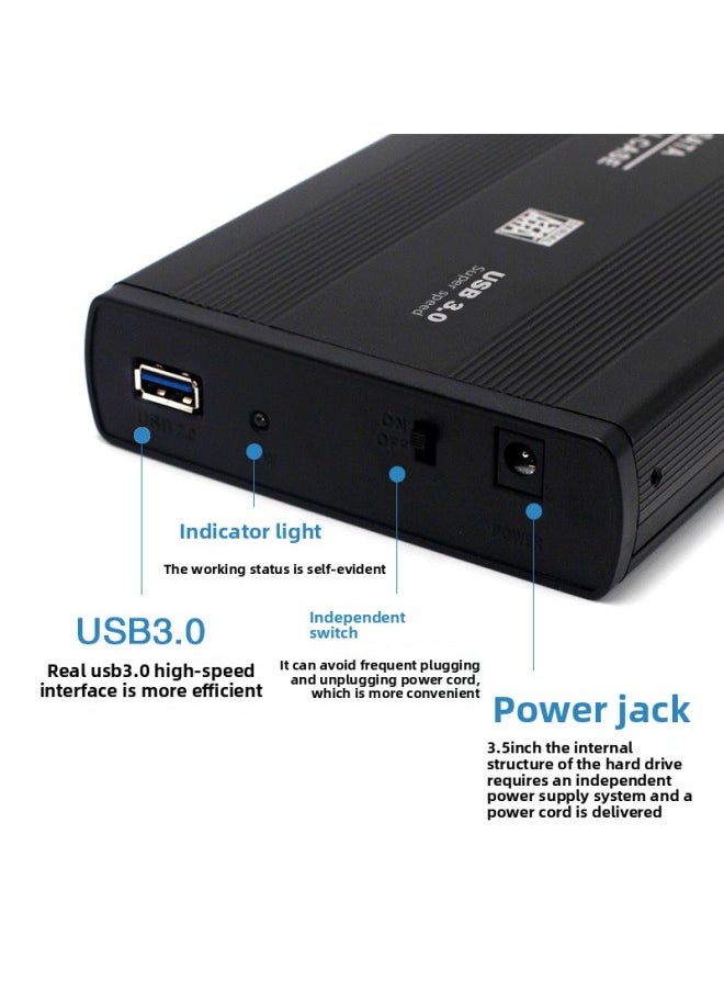 3.5 Inch Mobile Hard Disk Box USB2.0/3.0 To SATA/Parallel IDE Desktop Hard Disk Box Ide2.0.-Color:3.5-inch Black 3.0
