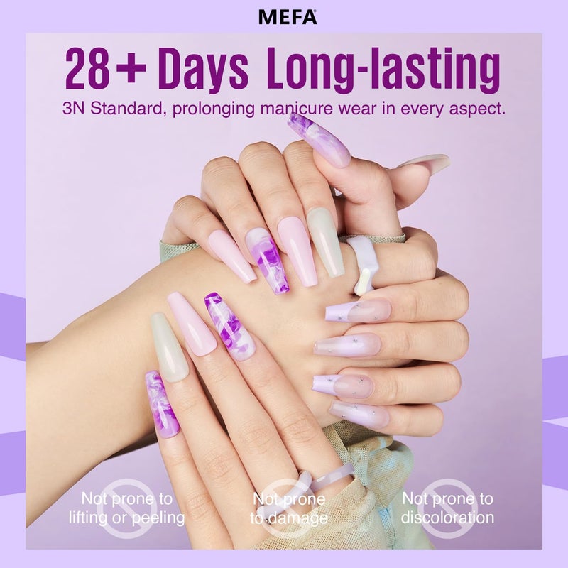 MEFA Purple Gel Nail Polish, 6 Colors Gel Polish Set Pink Shimmer Purple Nail Polish Soak Off Grape Lilac Violet Gel Nail Art Manicure DIY Salon Gifts for Women Girls - Image 5