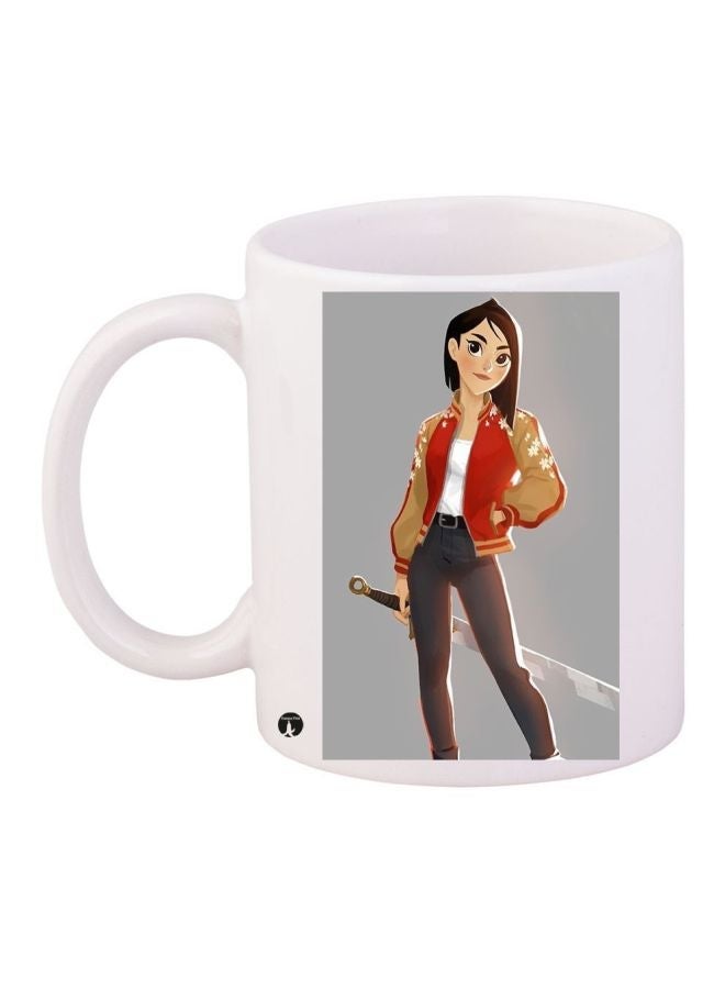 RYN Cartoon Printed Coffee Mug White/Red/Brown 11ounce