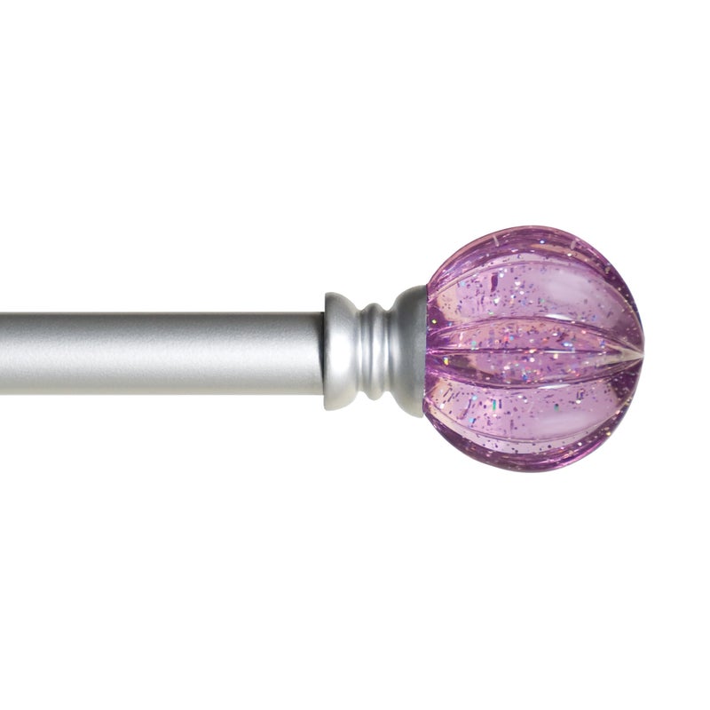 Kenney KN81685 Estrella Purple Sparkle Fluted Acrylic End Standard Decorative Juvy Window Curtain Rod 2848 Adjustable Length Brushed Nickel Finish 58 Diameter Steel Tube