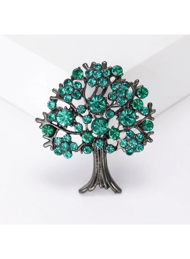 Green Zirconic Brooch - Tree