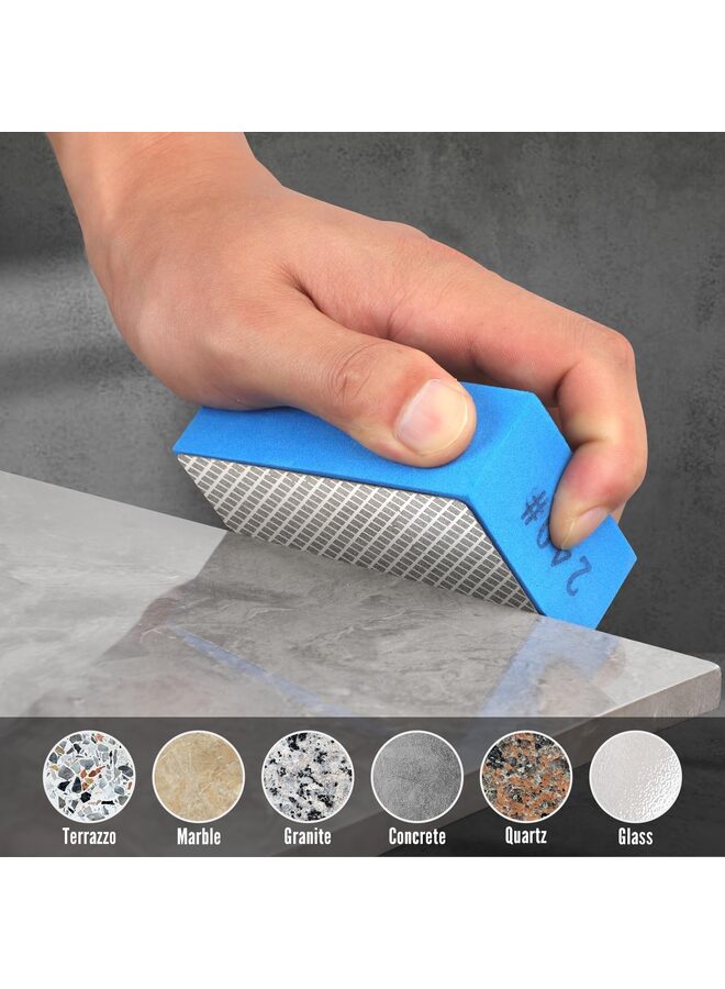 5 قطع من وسادات تلميع يدوية من الماس، وسادات صنفرة ماسية بحبيبات 60/120/240/400/1000، كتلة صنفرة داعمة من الرغوة للبلاط والزجاج والحجر والرخام والجرانيت والسيراميك والمعادن، للاستخدام الرطب والجاف - Image 5