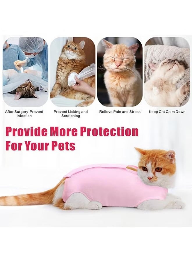 Cat Surgery Recovery Suit Kitten Onesie for Cats After Surgery Female Breathable Kitty Spay Suit for Abdominal Wound Skin Diseases E-Collar Alternative Wear(Pink,M) - Image 4