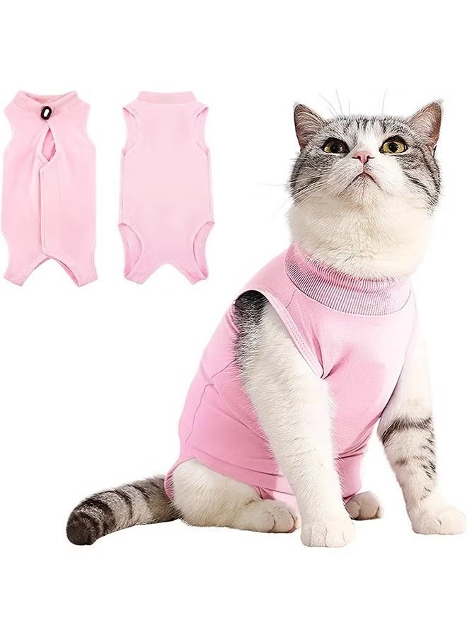 Cat Surgery Recovery Suit Kitten Onesie for Cats After Surgery Female Breathable Kitty Spay Suit for Abdominal Wound Skin Diseases E-Collar Alternative Wear(Pink,M) - Image 1