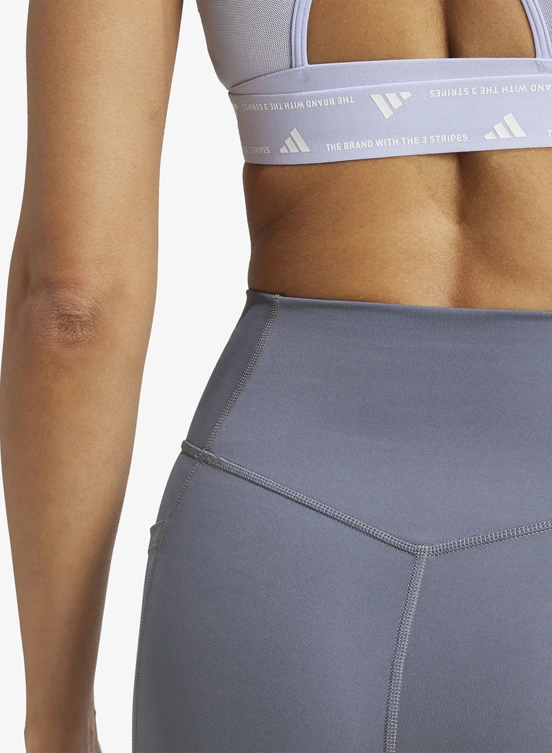 Adidas ONIX/WHITE Optime Essential Full Length Leggings for Women | Best Price UAE