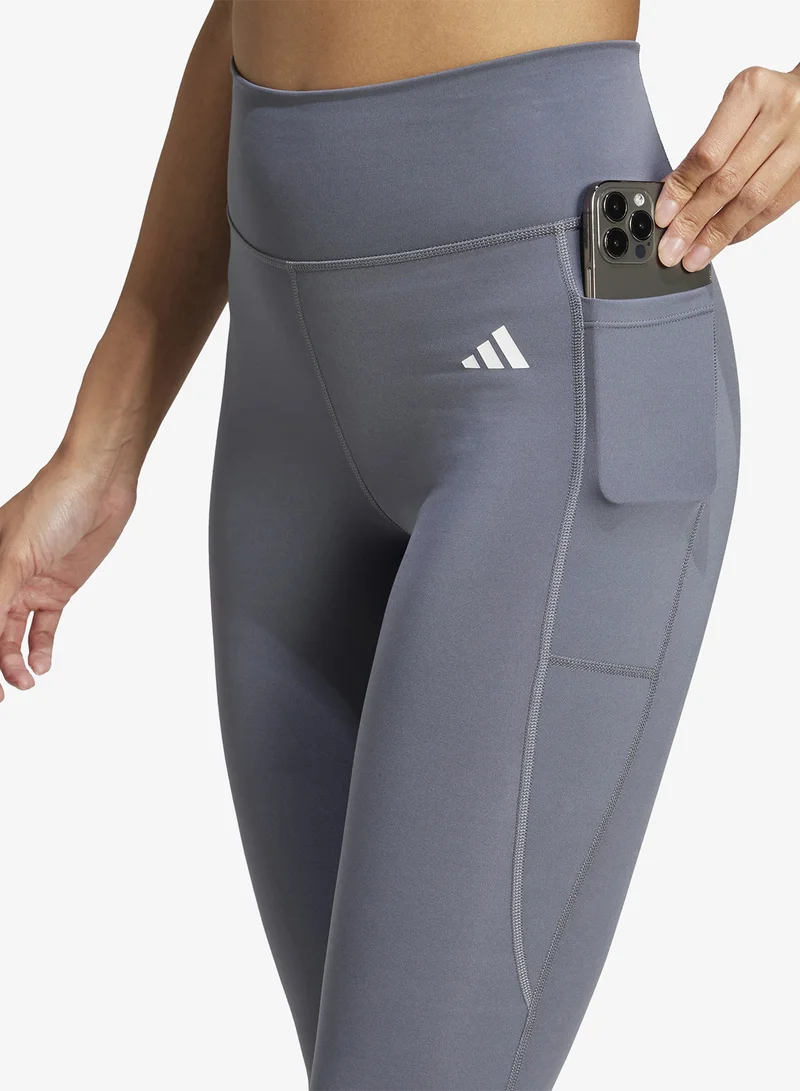 Adidas ONIX/WHITE Optime Essential Full Length Leggings for Women | Best Price UAE