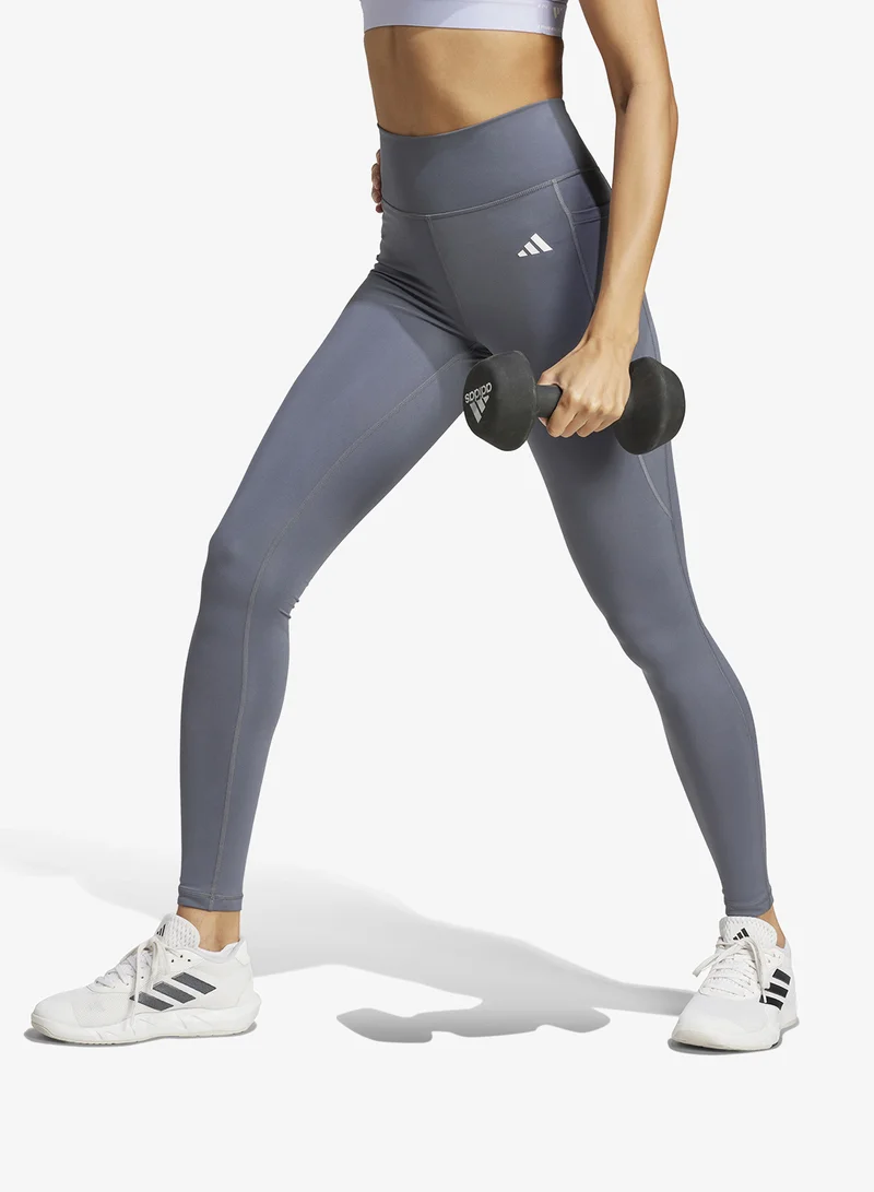 Adidas ONIX/WHITE Optime Essential Full Length Leggings for Women | Best Price UAE