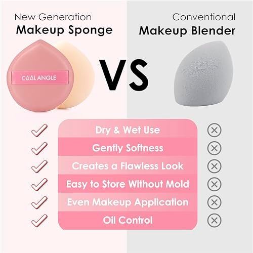 COOL-ANGLE 5Pcs Pink Makeup Sponge For Foundation Concealer And Powder, latex free Blender Sponge For Natural And Easy Makeup Soft Long-lasting And Beginner-friendly, Medium - Image 2